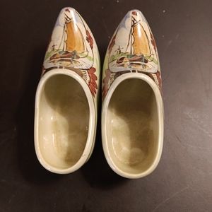 GORGEOUS Pair of Delfts Multicolor 5" Shoe Planters From Holland.
